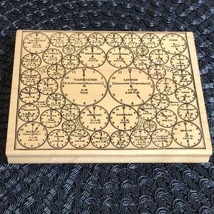 🕰 X-Large World Clocks Places Country Capitals Wood Rubber Stamp 🕰